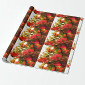 Roze Bloemen Matte Wrapping Papier (Uitgerold)