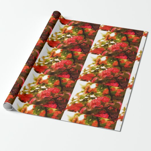 Roze Bloemen Matte Wrapping Papier (Uitgerold)
