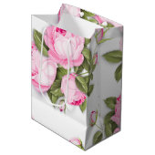 Roze Bloemen Medium Gift Bag Cadeauzakje (Voorkant Gekanteld)
