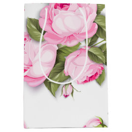 Roze Bloemen Medium Gift Bag Cadeauzakje