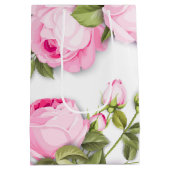 Roze Bloemen Medium Gift Bag Cadeauzakje (Achterkant)
