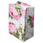 Roze Bloemen Medium Gift Bag Medium Cadeauzakje (Achterkant Gekanteld)