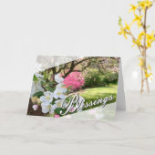Roze bloemen mei-zegeningen wenskaart kaart (Gele Bloem)