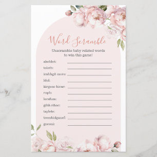 Roze Bloemen Meisje Baby in Bloei Woord Scramble