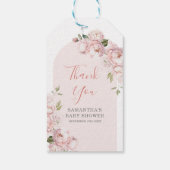Roze Bloemen Meisje Baby in Bloom Bedankt Cadeaulabel (Achterkant)