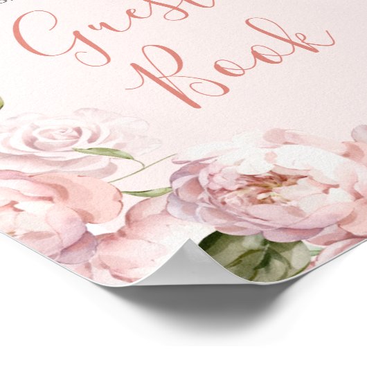 Roze Bloemen Meisje Baby in Bloom Gastboek Poster (Hoek)