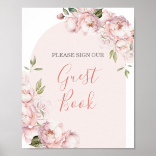 Roze Bloemen Meisje Baby in Bloom Gastboek Poster