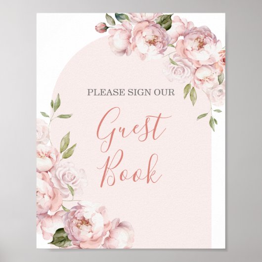 Roze Bloemen Meisje Baby in Bloom Gastboek Poster (Voorkant)