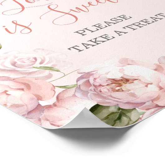 Roze Bloemen Meisje Baby In Bloom Liefde is Zoet Poster (Hoek)