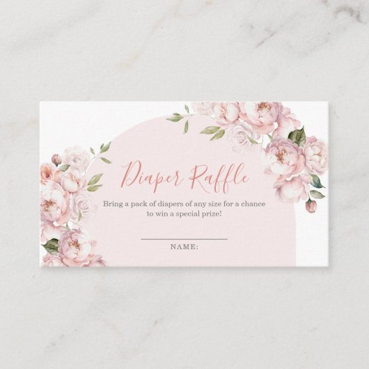 Roze Bloemen Meisje Baby in Bloom Luier Raffle Informatiekaartje (Voorkant)