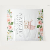 Roze Bloemen Meisje Baby Shower Achtergrond Tapijt Wandkleed (Voorkant (horizontaal))