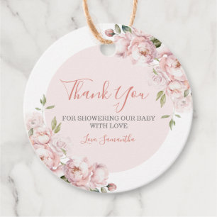 Roze Bloemen Meisje Baby shower Baby in Bloom Bedankjes Labels