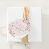 Roze Bloemen Meisje Baby shower Baby in Bloom Bedankjes Labels (In situ)