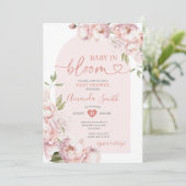 Roze Bloemen Meisje Baby shower Baby in Bloom Kaart (Staand voorkant)