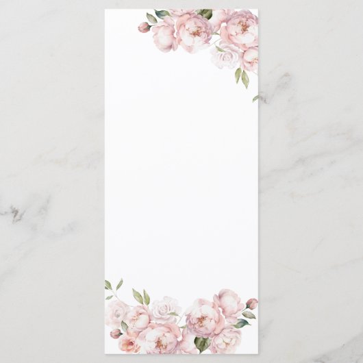 Roze Bloemen Meisje Baby shower Baby in Bloom Menu (Achterkant)