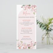 Roze Bloemen Meisje Baby shower Baby in Bloom Menu (Staand voorkant)