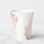 Roze Bloemen Meisje Baby shower Baby in Bloom Papieren Bekers (Rechts)