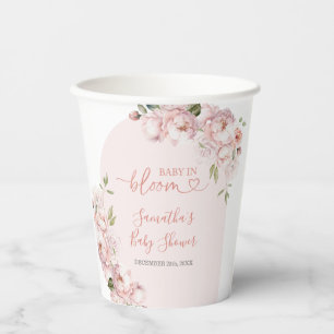 Roze Bloemen Meisje Baby shower Baby in Bloom Papieren Bekers