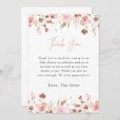 Roze Bloemen Meisje Baby Shower Bedankkaart Kaart (Voorkant / Achterkant)