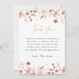 Roze Bloemen Meisje Baby Shower Bedankkaart Kaart