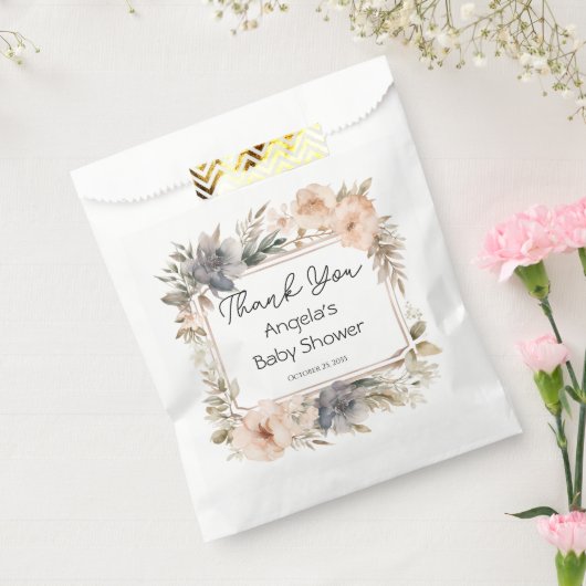 Roze  Bloemen Meisje Baby shower Bedankzakje (Gezegeld)