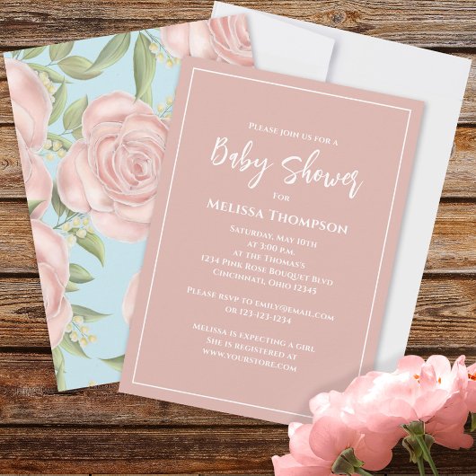 Roze Bloemen Meisje Baby shower Custom