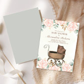 Roze Bloemen Meisje Baby shower Sjabloon  Kaart