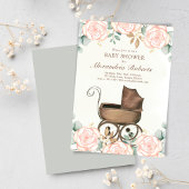 Roze Bloemen Meisje Baby shower Sjabloon  Kaart