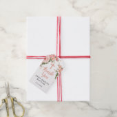 Roze bloemen Meisje Baptisme Hartelijk dank Cadeaulabel (Met Touw)