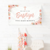 Roze bloemen Meisje Baptisme Welkom Spandoek (Insitu)