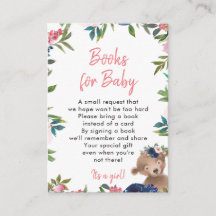 Roze Bloemen Meisje Boeken voor baby Verzoek Kaart