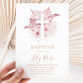 Roze Bloemen Meisje Doop Doop Kaart