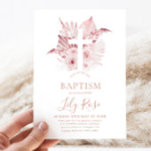 Roze Bloemen Meisje Doop Doop Kaart