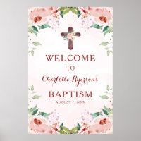 Roze Bloemen Meisje Dopen Welkom
