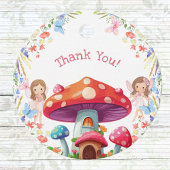 Roze Bloemen Meisje Fairy Verjaardag Dank u Bedankjes Labels