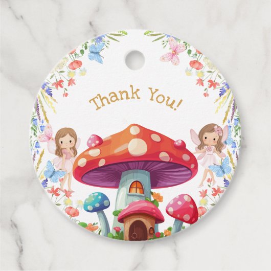 Roze Bloemen Meisje Fairy Verjaardag Dank u Bedankjes Labels (Voorkant)