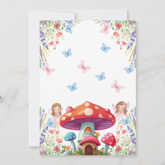 Roze Bloemen Meisje Fairy Verjaardagsfeest Kaart (Achterkant)