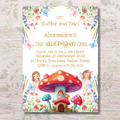 Roze Bloemen Meisje Fairy Verjaardagsfeest Kaart