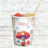 Roze Bloemen Meisje Fairy Verjaardagsfeest Papieren Bekers