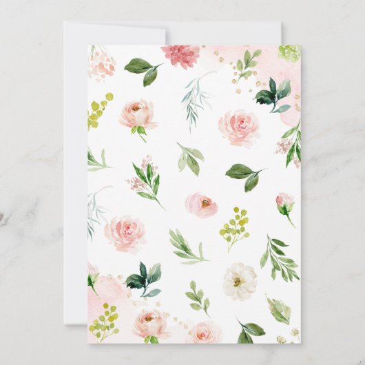 Roze Bloemen Meisje Olifant Baby shower Kaart (Achterkant)