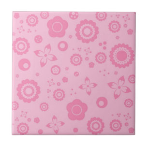  roze bloemen meisje retro Floral Patroon Tegeltje