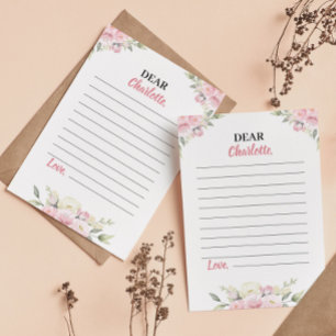 Roze Bloemen Meisje Tijd Capsule Nota Bericht Kaar Bedankkaart