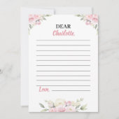 Roze Bloemen Meisje Tijd Capsule Nota Bericht Kaar Bedankkaart (Voorkant)