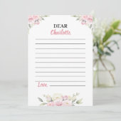 Roze Bloemen Meisje Tijd Capsule Nota Bericht Kaar Bedankkaart (Staand voorkant)