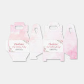 Roze Bloemen Meisje Verjaardag Favor Box Bedankdoosjes (Uitgevouwen)