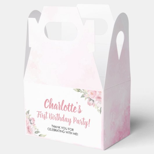 Roze Bloemen Meisje Verjaardag Favor Box Bedankdoosjes (Geopend)