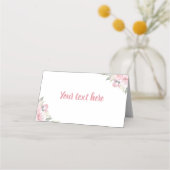 Roze Bloemen Meisje Verjaardagsfeestje Plaats Kaar Plaatskaartje (Voorkant)