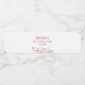 Roze Bloemen Meisje Verjaardagsfeestje Waterfles L Waterfles Etiket (Enkel label)