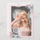 Roze Bloemen Meisje Verpleging Foto (Terug) Afstud Kaart (Achterkant)