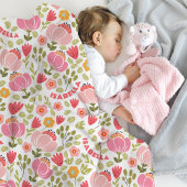 Roze Bloemen Meisjes Naam Fleece Deken